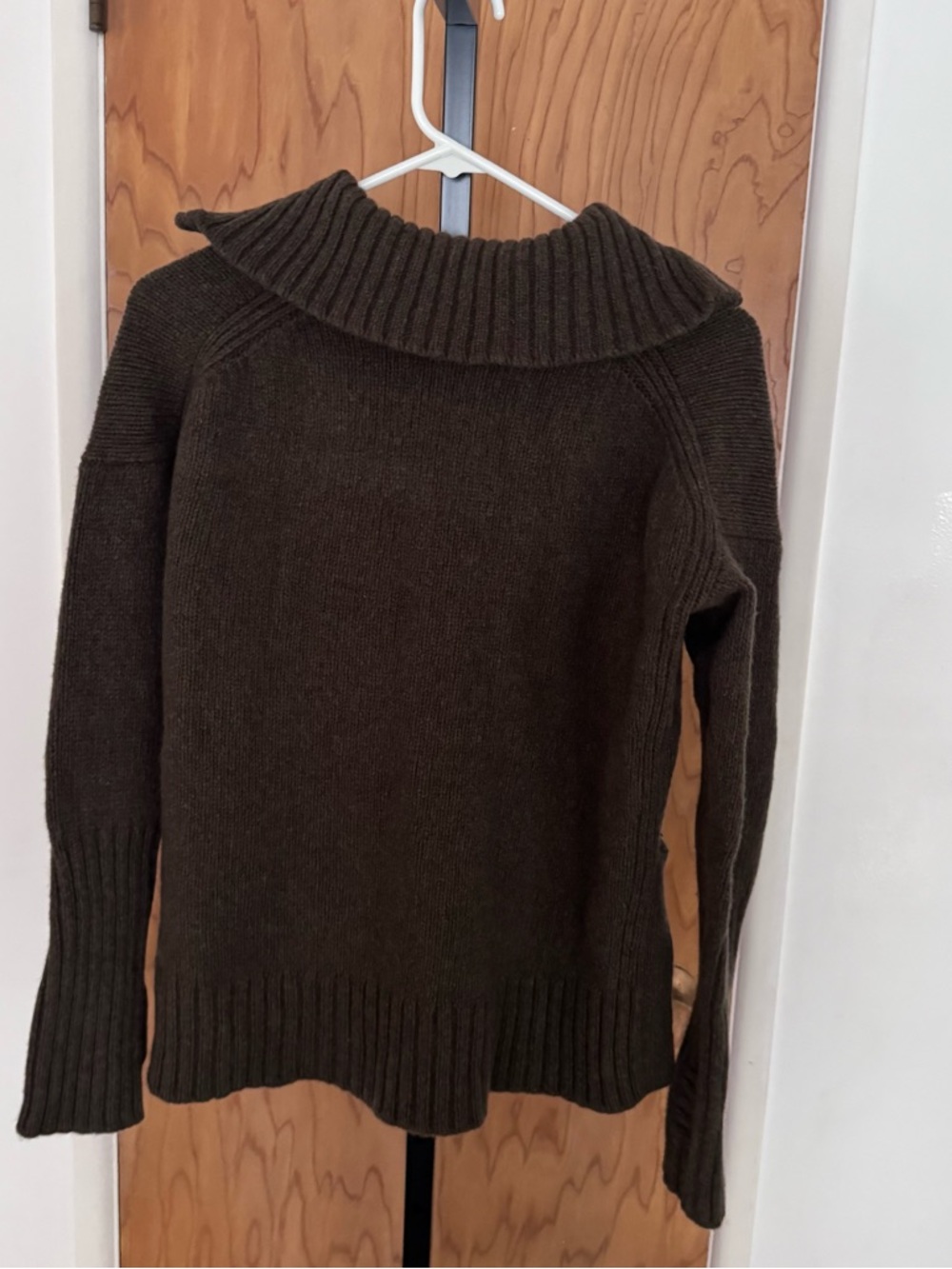 Zadig & Voltaire Almy Cheri half zip funnel neck olive green merino wool sweater - Picture 2 of 7